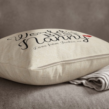 Luxury Personalised Cushion - Inner Pad Included - World's Best Nanny